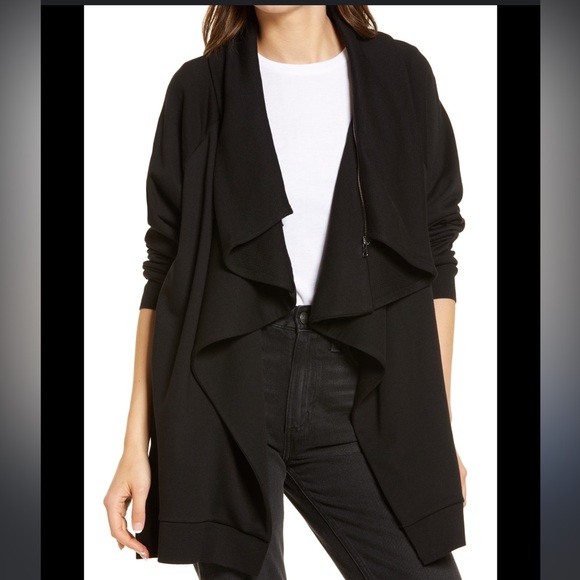All Saints Sweaters - ALLSAINTS Black Jersey Cardigan Size 4 Oversized Open Draped Waterfall Relaxed